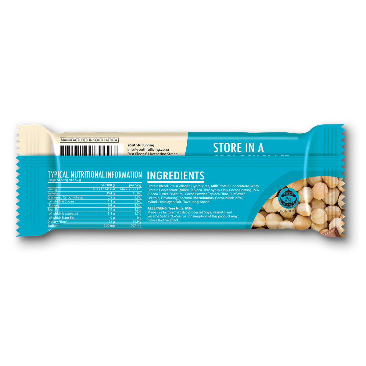 YL Keto Collagen Bar Choc Mac 12X52G