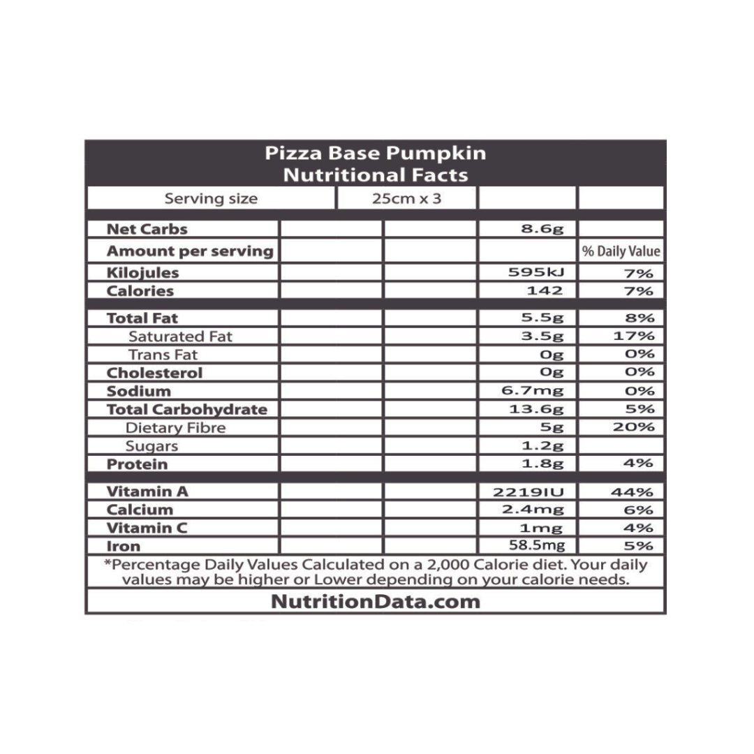 Pecan Health | Pumpkin (Gluten-Free) Pizza Bases 3X25cm