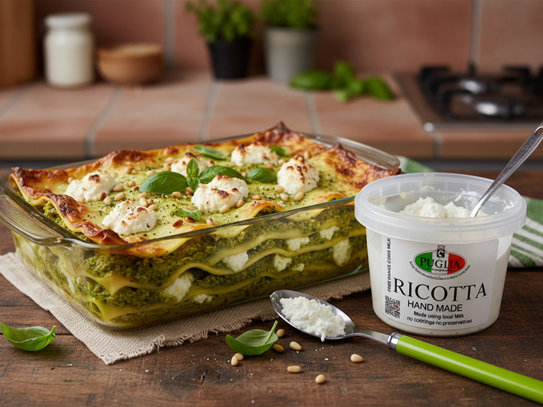Lasagne with pesto and ricotta