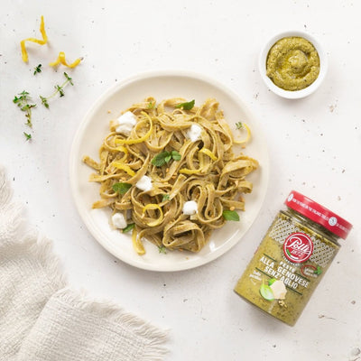 Polli Pesto without Garlic Pasta