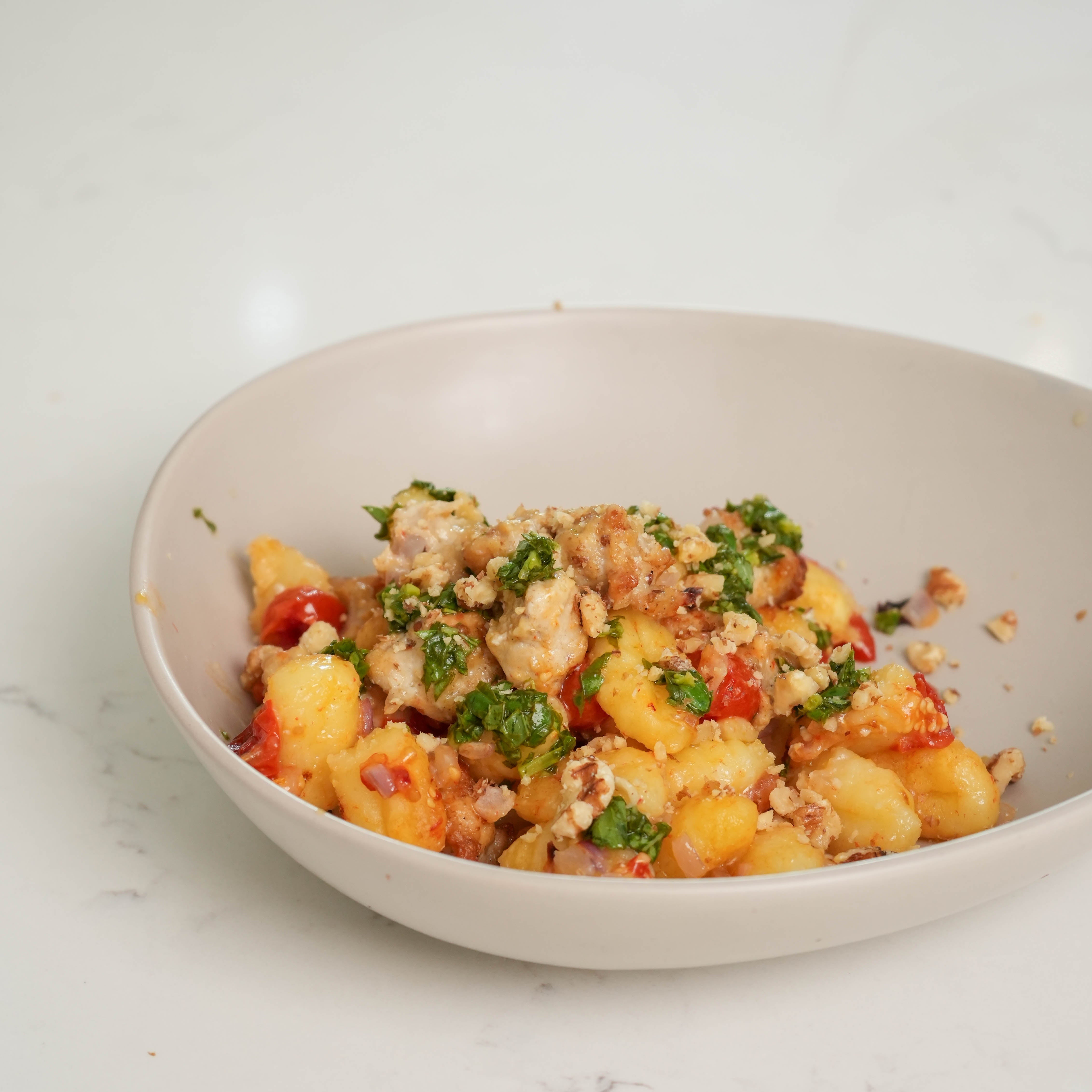 Roast Gnocchi with Beef Sausage