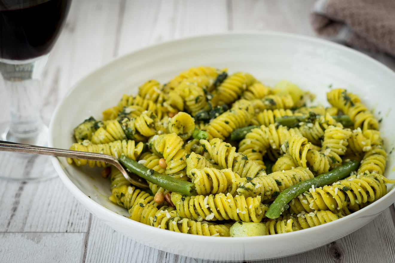 Pasta-Al-Pesto With Green Beans & Potatoes