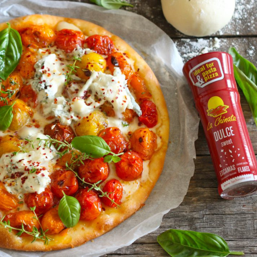 Rustic Cherry Tomato and Gorgonzola Pizza