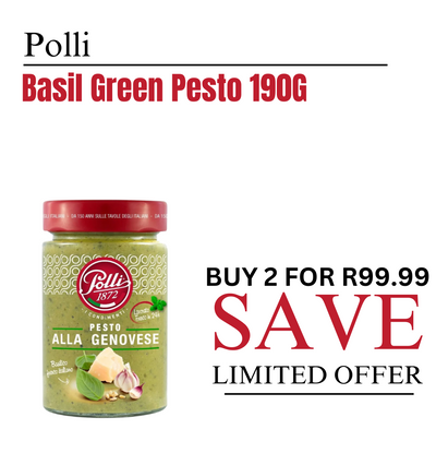 Polli Basil Green Pesto 190G Without Garlic | BUY 2 FOR R99