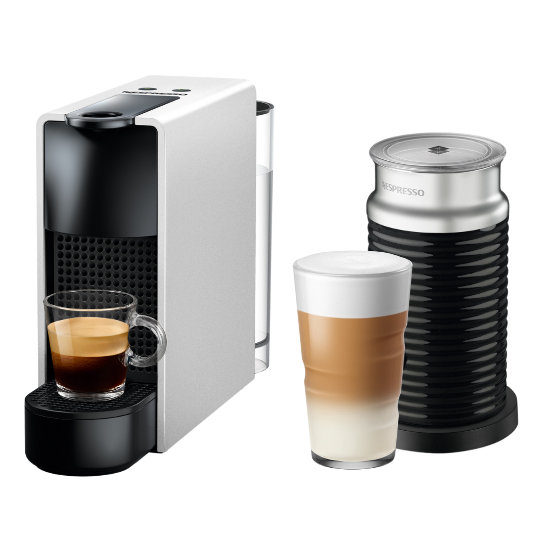 Nespresso Essenza Mini Coffee Machine & Aeroccino, Silver