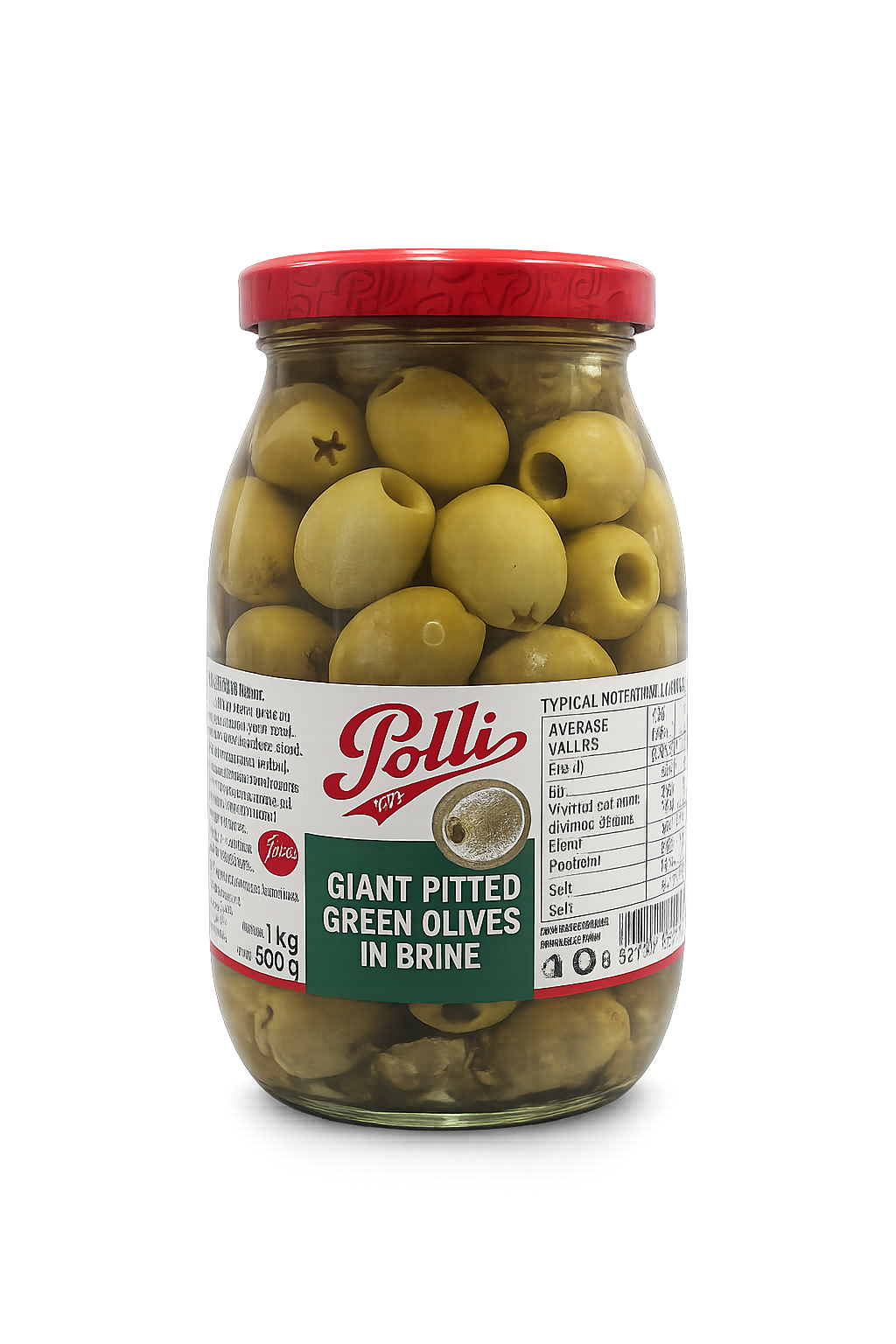 Polli | Giant Pitted Green Olives 1KG
