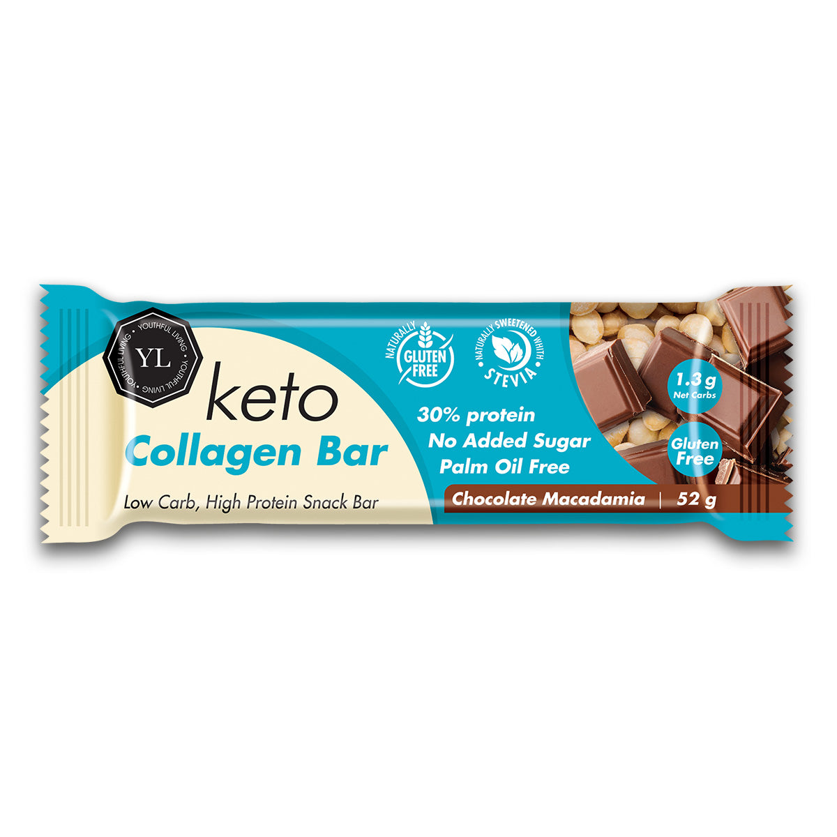 YL Keto Collagen Bar Choc Mac 12X52G