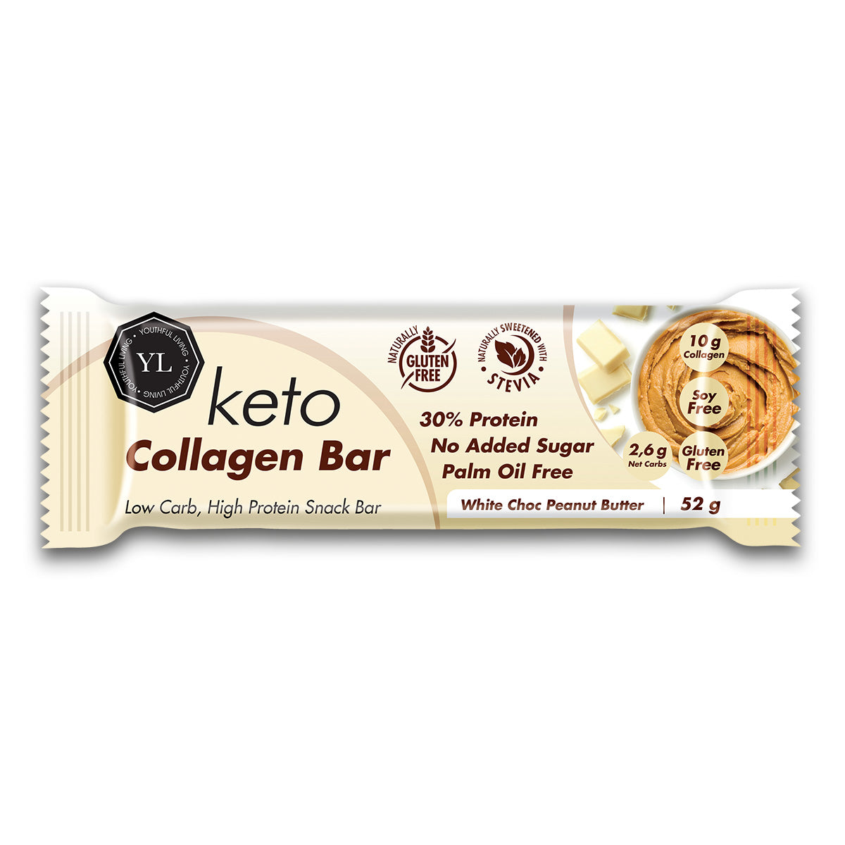 YL Keto Collagen Bar White Chocolate Peanut Butter 12X52G