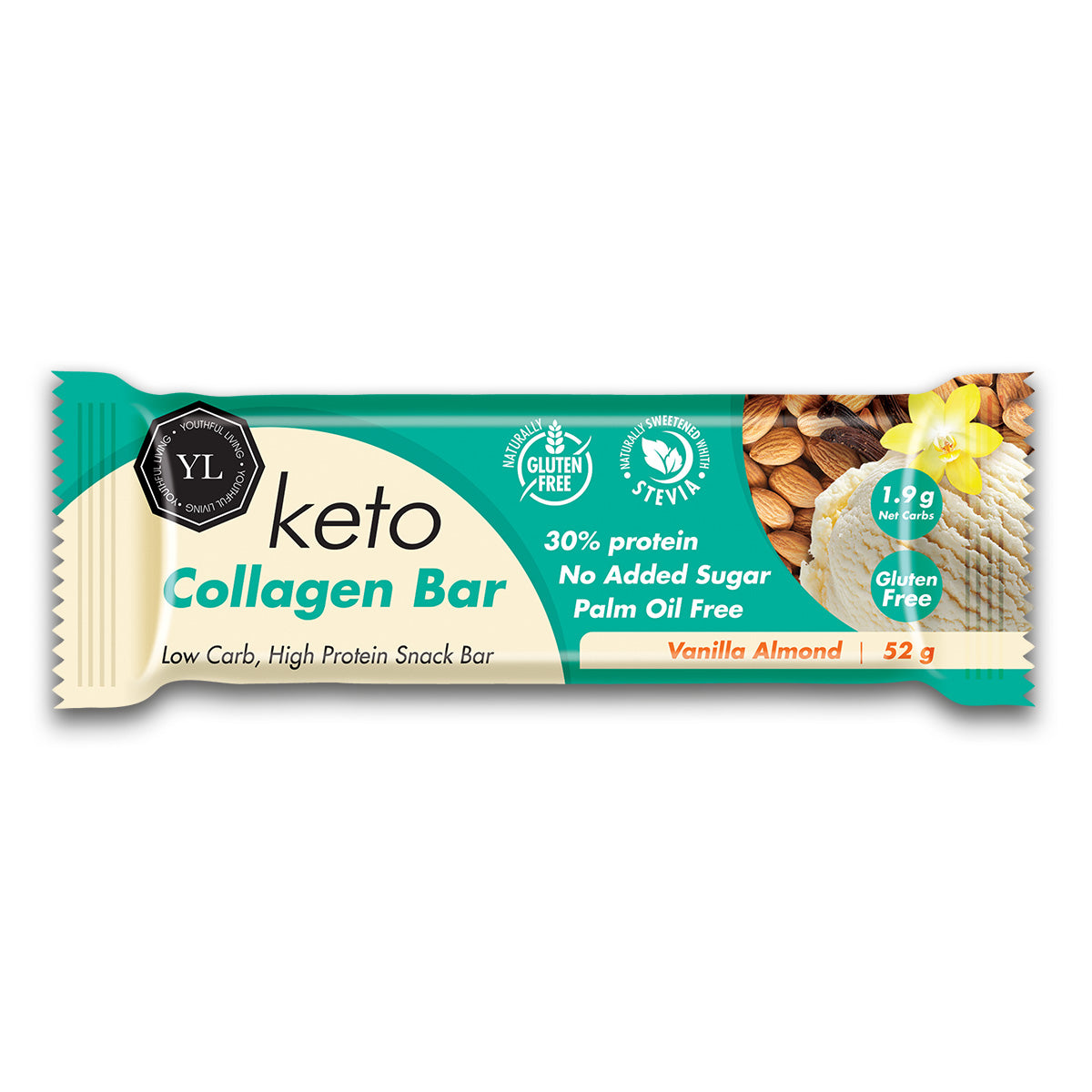 YL Keto Collagen Bar Vanilla Almond 12X52G